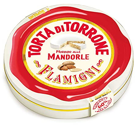 FLAMIGNI, Pastel de Turrón Blando Supremo Artesanal en Latas con Almendras, Más Suave y con Mayor Cantidad de Frutos Secos al 60%, Envase Ideal como Regalo, 200 gr