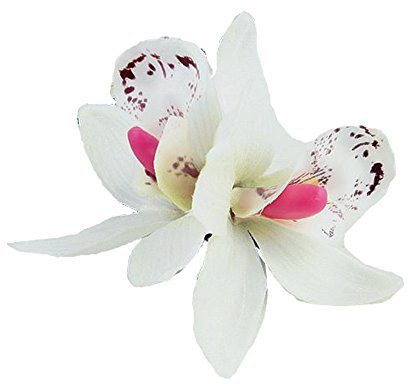 Merroyal Hula Girl Hawaiian Orchid Flower Hair Clip Wedding Prom Party (White)