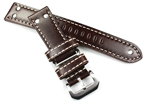 Sulla 22mm XL Leder Uhrenarmband robust Flieger dunkel braun AW