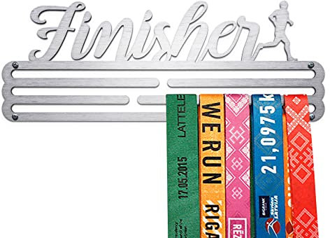 United Medals Finisher Medaillenhalter Running Laufen für 30 Medaillen Aufbewahrung - Läufer Geschenk Marathon Zubehör - Medal Holder Hanger Display Rack - gebürsteter Edelstahl