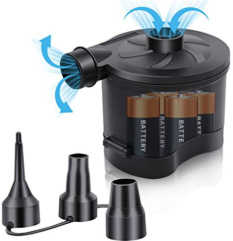 3T6B Elektrische Luftpumpe für aufblasbare luftmatratze, Elektrische Battery Powered Pumpe, Power Pump, Inflator Deflator mit 3 Luftdüse für aufblasbare Matratze,Luftmatratze Pool,Schwimmring
