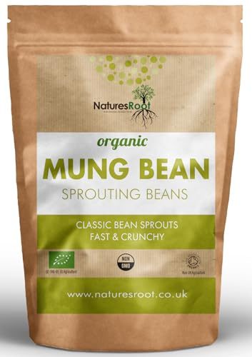 Natures Root Organic Mung Bean Sprouting Seeds 500g - Seeds for Growing Sprouts at Home - Soil Association Certified