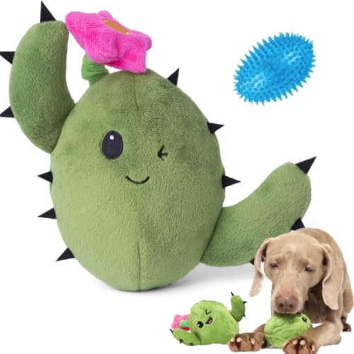 Barkbox Quietschspielzeug für Hunde, 2-in-1, interaktives Spielzeug für Kauer, langlebiges Zieh- und Apportierspielzeug, gefüllte Plüschtiere und Bälle für kleine/mittel/große Hunde