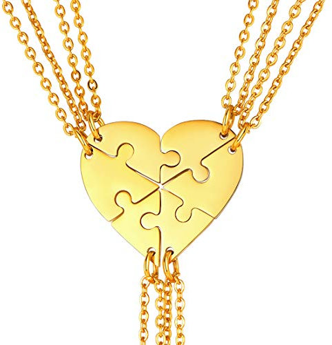 U7 Herz Collier für Frauen Mädchen 18k vergoldet 6er Puzzle Teile Anhänger Halskette für Freundschaft Freundinnen Modeschmuck Accessoire Weihnachten Geburtstag