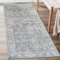 ReaLife Teppich - Maschinenwaschbar - aus Premium-Recyclingfasern hergestellt - Vintage Distressed Trellis Grey-Turquoise, 75 x 180 cm