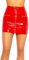 Koucla Wetlook Lederlook Rock Lack Optik Minirock mit Zip (Rot, M)