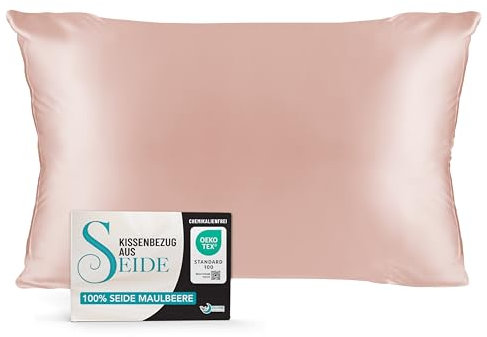 Kissenbezüge Seide - 50x70 cm - Gewicht 19 Momme 100% Reine Maulbeerseide Doppelseitig - Seidenkissenbezug für Haar und Haut, Anti-Aging, Anti-Bettwanzen - Weiches Rosa