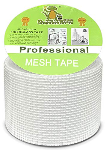 GeckoBro Glasfaser-Gewebe, Reparaturband für Risse in Wänden, Selbstklebend Fiberglas Stoff Maschen Band Gewebe Rolle, Verbinden und Verputzen Fugenband zum Füllen von Rissen und Reparieren Fugen