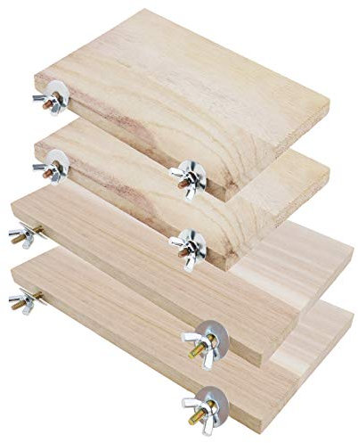 YINETTECH Plattform für Haustiere, Hamster, Chinchilla, Holz, rechteckig, mit Schraube, Mutter, Unterlegscheibe, Spielzeug für Kleintiere, 4 Stück