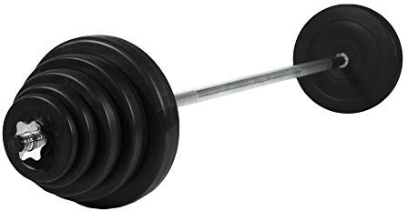 Christopeit Sport Hantelset 38,5kg - verchromte Langhantelstange mit 10 Hantelscheiben je 2x 0,5/1,25/2,5/5 / 10kg