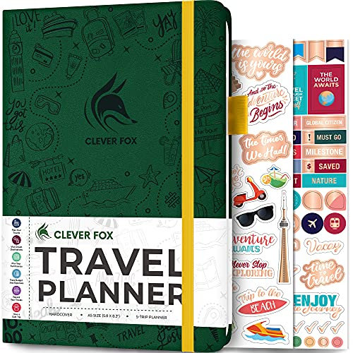Clever Fox Reisetagebuch – Urlaubsplaner mit Budgetplan, Packliste, Ausgaben-Tracker & Reisetagebuch – Reiserouten-Organizer für Frauen, Männer & Paare – A5-Größe, Waldgrün