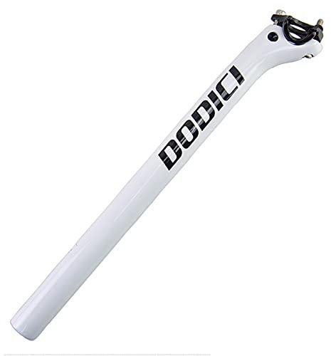 Yaobuyao Vollkohlefaser-Fahrrad-Sattelstütze 350/400Mm Einstellbarer Offset-Sattelstütze Mountainbike-Platzpfosten Für MTB Rennrad BMX,Weiß,27.2x350MM