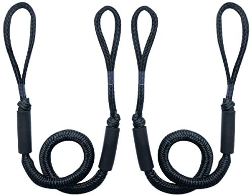 NIUTRIP Bungee-Dockingschnur für Boote, dehnbar, Festmacher, Bungee-Docking-Seil, Bungee-Schnur, Docking-Seil, 1,2 m - 1,5 m, mit Schaumstoff-Schwimmer, 2 Stück, Schwarz