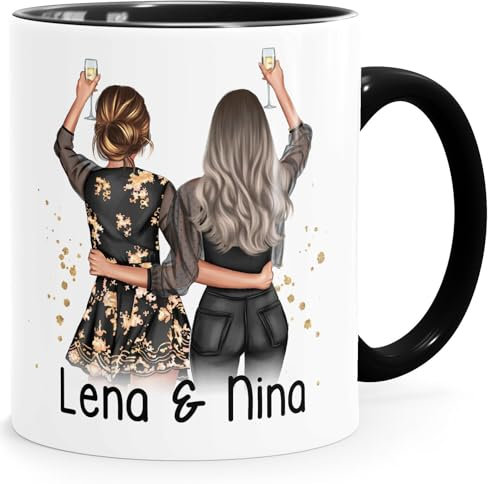 SpecialMe® Tasse beste Freundin personalisiert Geschenk beste Schwester Mama Freundschaft Best Friends BFF Inner-Schwarz Keramik-Tasse