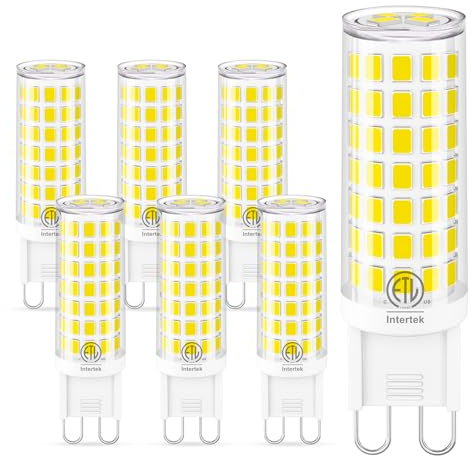 hansang G9 LED Bulb 6W(60W Halogen Equivalent), G9 Light Bulb Bi Pin Base, Natural White 4000K G9 Base Bulbs for Chandeliers, 600LM Non-Dimmable No Flicker, 6 Pack