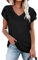 Womens Summer Tops Ladies Casual Short Sleeve V Neck Basic Gym Wear T-Shirt (Black,L)