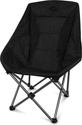 normani XXL Campingsessel Camping-Comfort-Freizeitstuhl gepolsterter Faltstuhl Moon-Chair mit Tragetasche in unterschiedlichen Farben - bis 150 Kg belastbar Farbe Dunkelschwarz