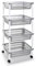 AC - Carrito verdulero Modelo PLFT de plástico con 4 Niveles y Ruedas, cestas apilables portaobjetos, Frutas, Verduras, Cocina, baño (Plata - 85 x 40 x 30 cm)