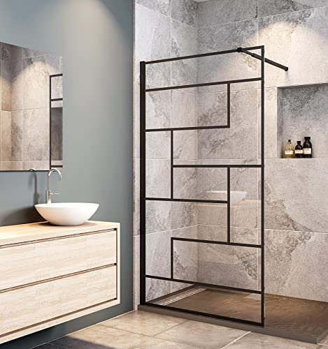 Aica Sanitär 80x200cm Walk in Duschwand 8mm Glas Dusche Duschabtrennung Schwarz