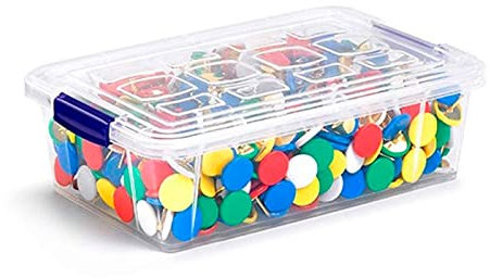 Acan Tradineur - Mini Caja de ordenación de plástico transparente. Contenedor para almacenarbotones, hilo o alimentos. Capacidad 200 ML. Dimensiones aprox.: 3,8 x 12 x 8 cm