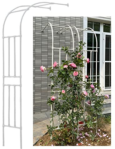 Gartenbogen Halbbogen Aus Metall, B 60 90 120 150 180 220 240 cm × H 240 cm, Rosenbogen Rankgitter Torbogen Für Kletterpflanzen, Einfach Zu Montieren, Schwarz, Weiß