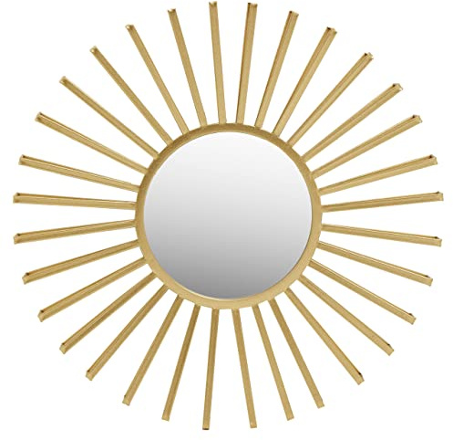 Premier Housewares Champagne Gold Sun Wall Mirror/Sunburst Wall Mirror/Contemporary Wall Mirrors/Stick on Mirrors For Walls/Wall Mirrors For Hallway/ W92 x D7 x H92cm.