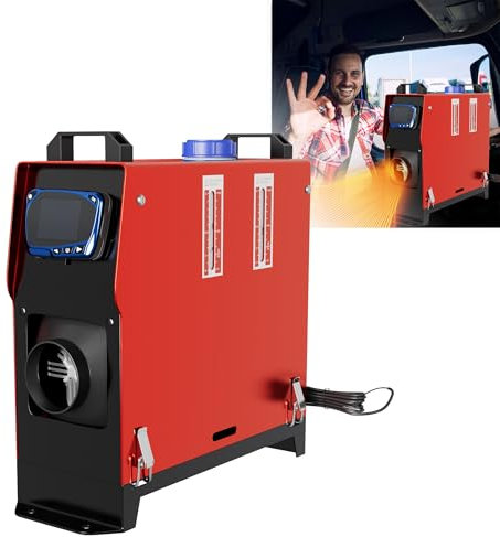 XMTECH 12V 8KW Diesel Standheizung Luftheizung, Luft Dieselheizung, Air Heater Heizung mit LCD Fernbedienung LCD Monitor & Schalldämpfer, für Auto, RV, Boote & Wohnmobil, Rot + LCD Fernbedienung