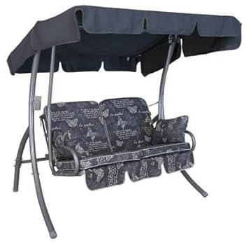 Angerer Freizeitmöbel GmbH Hollywoodschaukel 2-Sitzer Comfort - Gartenschaukel Made in Germany - Schaukel zum Sitzen und Entspannen - mit Bett-Funktion - einfache Montage (Grau Schmetterling)