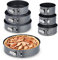 Relaxdays Springform Set, 7-TLG., runde Backformen, Ø 14/16/18/20/24/26/28 cm, Edelstahl, Antihaft Kuchenform, anthrazit