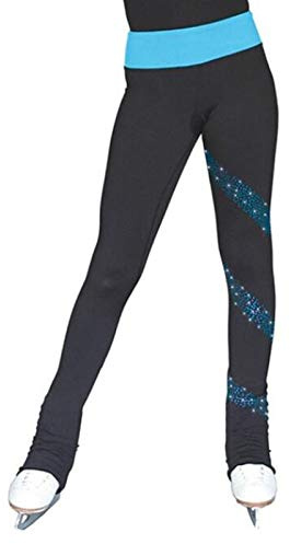 NISMIA Frauen Eiskunstlauf Crystal Frauen Mädchen Rollkunstlauf Leggings, Damen Thermal Schlittschuh-Training Hose Eiskunstlauf Bekleidung mit Glitzer-Kristallen (Color : A, Size : 130cm)