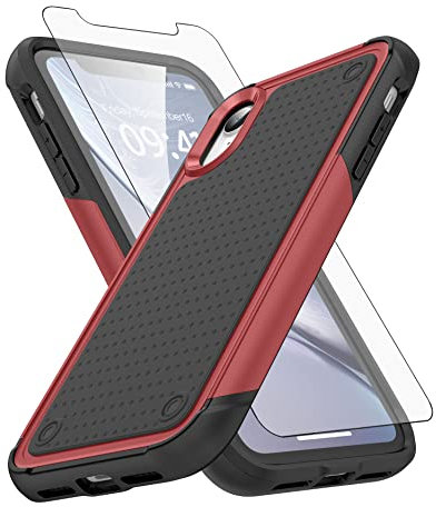 Asuwish Phone Case for iPhone Xs Max with Tempered Glass Screen Protector Cover and Rugged Cell Accessories Protective Dual Layer i X XR Xsmax 10x SX Xmax 10xs 10s 10 Plus Xmaxs Cs Women Men Red+Black