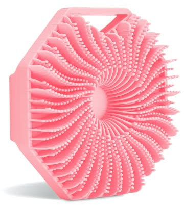 Körperbürste aus Silikon, Badebürste Dusche Duschbürste,Silikon Weichpelz Badebürste, Weiche Borsten und Sanftes Peeling, perfekt für Frauen, Männer (Rosa)