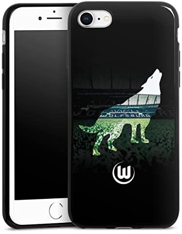 Slim Case extra dünn kompatibel mit Apple iPhone SE (2020) Silikon Handyhülle schwarz Hülle VFL Wolfsburg Stadion Wolf