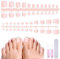 MELLIEX 120 Pièces Faux Ongles D'orteil, Faux Orteil Ongles Pieds Couverture Complète Capsule Ongle Pied French avec Outils et Limes à Ongles pour Manucure, 12 Tailles-Nude, Givré