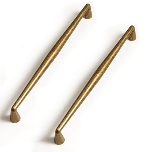 SYZOW 6 Pack 192mm Hole Centers Vintage Brass Kitchen Drawer Pulls, Antique Brass Bronze Cabinet Handles for Bathroom Cupboard Dresser, Zinc Alloy Retro Brass Furniture Pull Hardware