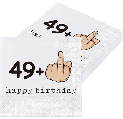 WenmthG 50th Birthday Party Paper Napkins 20pcs - 49+1 Funny - Serviettes Disposable 3-ply - Party Tableware Personalised - Portable Tissues - Party Supplies - Birthday Gifts Men Women - Joke Gifts
