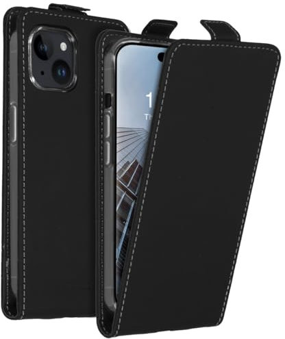 ACCEZZ Flipcase Hülle kompatibel mit iPhone 15– Flip Case Tasche – Handytasche zum Aufklappen in Schwarz [1 Kartenfach, Magnetverschluss, Premium Kunstleder]