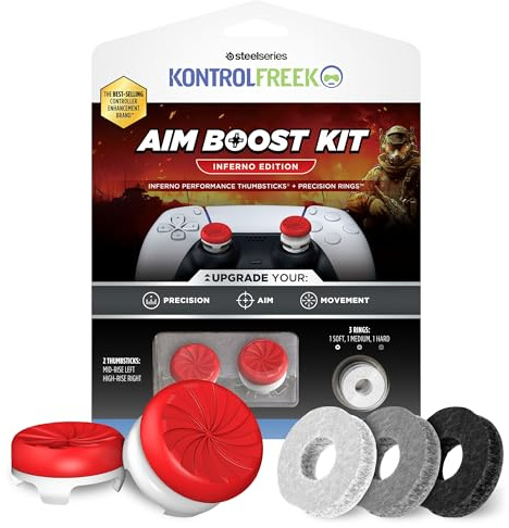 KontrolFreek Aim Boost Kit pour manette PlayStation 5 (PS5) et PlayStation 4 (PS4) | Comprend des joysticks performants et des anneaux de précision | Édition Inferno