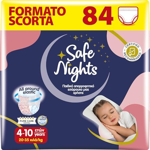 Babylino Safe Nights Girl, saugfähige Höschen für die Nacht für Mädchen von 4-10 Jahren (20-35 kg), 84 Stück