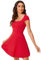 GORGLITTER Women's Scoop Neck Mini Dress with Short Cap Sleeve, High Waist, Ruffle Hem, A Line Swing Style - Summer Casual, Party, Travel, Red, S
