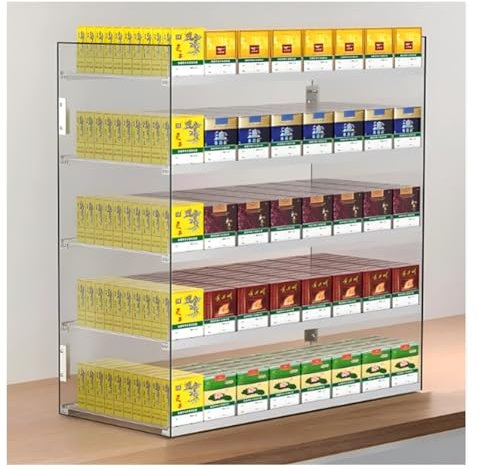 Rack de rangement de cigarettes, support de fumée mural, poussoir automatique de cigarette acrylique pour dépanneur, supermarché, magasin de détail, café ( Couleur : Clair , Taille : 92x27x65cm )