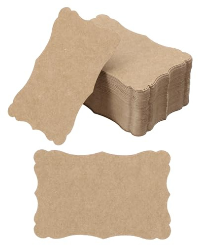 PATIKIL 3,7x2,4 Blanko-Papier Visitenkarten, 200er Pack Kleine Index-Karteikarten Wörter Nachricht Notizkarte Mini-Papiertags Spitze für DIY-Geschenk, Braun