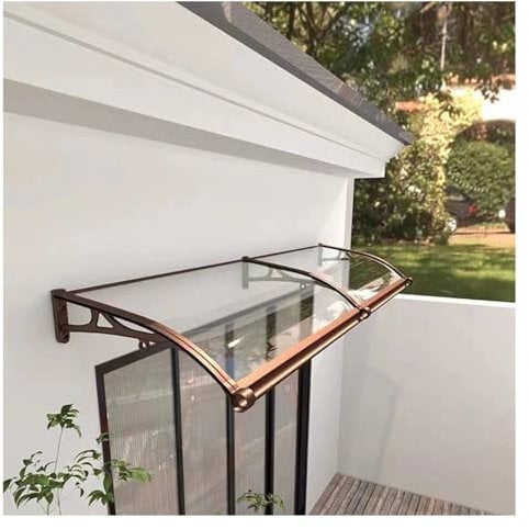 Front Door Canopy 120x240cm Window Rain Shelter Cover with Polycarbonate Roofing Sheets & Aluminium Frame Curved Window Door Canopy ZHZHXR(Size:1.5x3m/4.92x9.84ft)