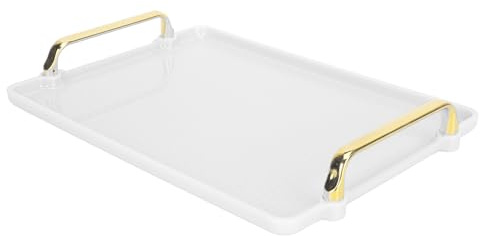 Vassoio da portata con manico, vassoio decorativo, elegante e dalla texture squisita, vassoio ergonomico con manici per prodotti di bellezza (bianco)