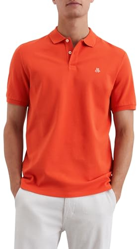 Marc O'Polo Herren Kurzarm-Poloshirt aus Bio-Baumwolle Regular Fit, Orange (Sweet Pepper), M