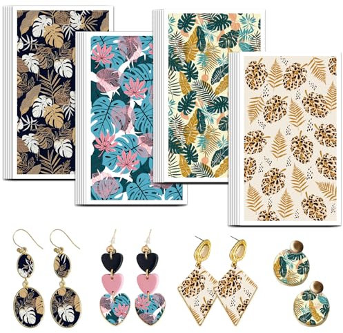 OLYCRAFT Blatt Ton Transferpapier 4 Design 24 Stück Transferpapier Für Polymer Ton Transferblätter Aus Polymer Ton Mit Tropischen Blättern Palmwedel Transferpapier Zur Schmuckherstellung