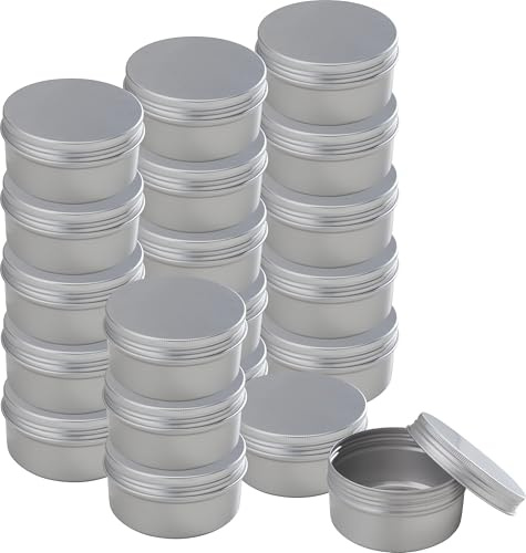 VBS Cremedosen RUND mit Schraubverschluss aus Aluminium 20er-Pack Döschen Tiegel für Creme, Schminkdosen, Runddose, Tiegelbehälter, Lotion 20 Stück, 200 ml