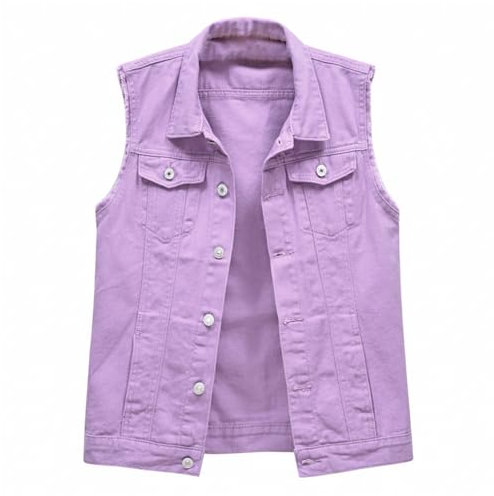 LZPCarra Women's Denim Jacket Fitted Stretch Transition Jacket Autumn Denim Vest Large Sizes Women's Vests Lightweight Summer Jacket Elegant Women's Jackets Washed Look Denim Vest / Jeans Vest