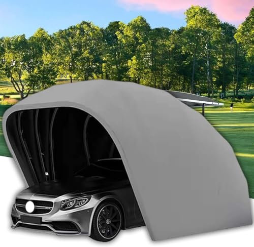 Carport Robuste, 18x8,2x7,5 Pieds Garage Portable, Abri De Voiture Semi-Automatique avec Cadre en Métal Galvanisé Et Bâche Toutes Saisons pour Voiture Bateau Camion Moto