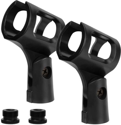 Geekria for Creators - Supporto universale per microfono, regolabile, adatto per microfoni palmari, compatibile con Shure SM58S, PGA48, Sennheiser E 835, E945, nero, confezione da 2